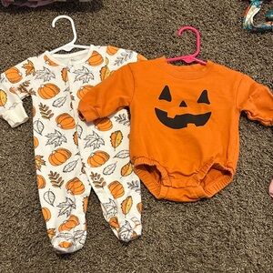 Pumpkin Themed Baby Onesies